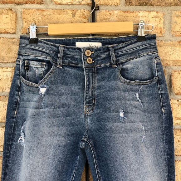 Kancan Style KC8448M Distressed Ripped Raw Hem Mid Rise Medium Wash jeans 26 - Picture 3 of 16